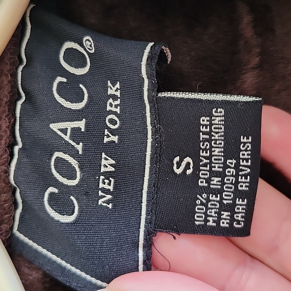 Coaco Vintage Brown Faux Suede Faux Fur Lined Jacket Cozy Chic Vegan Small - Picture 2 of 8